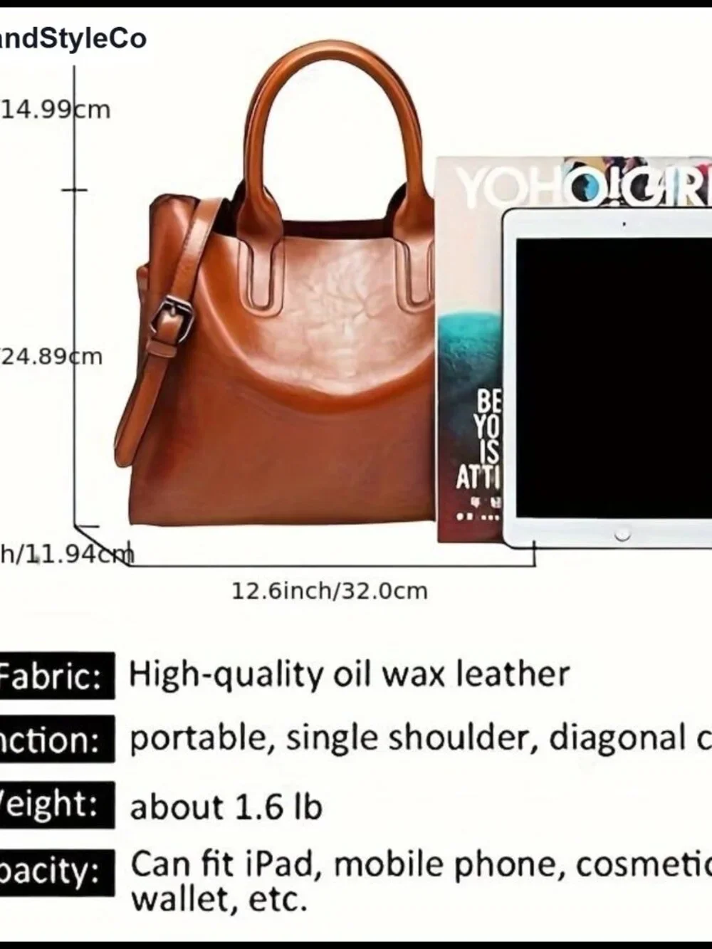 Large Faux Leather Tote Bag for Women Work Shoulder Purse with Adjustable Strap